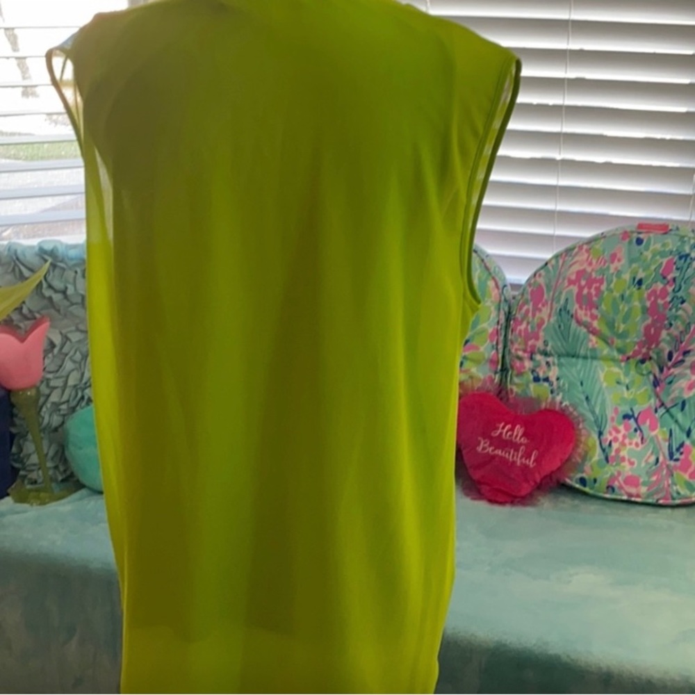 GS Michael Kors Bright Green Sleeveless Summer light weight Top Shirt Tunic Lg - Picture 7 of 13
